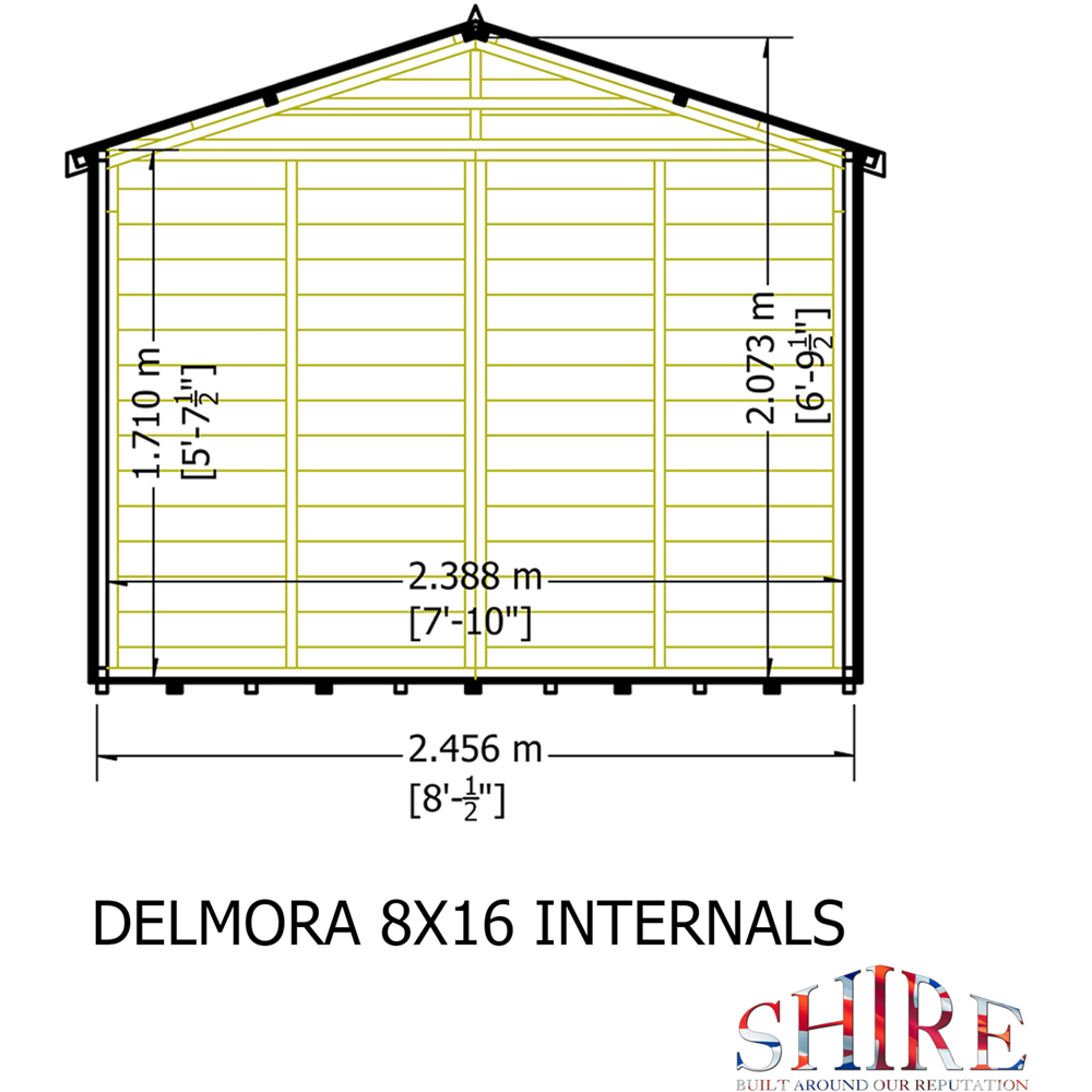 Shire Delmora 8 x 16ft Double Door Traditional Summerhouse Image 8