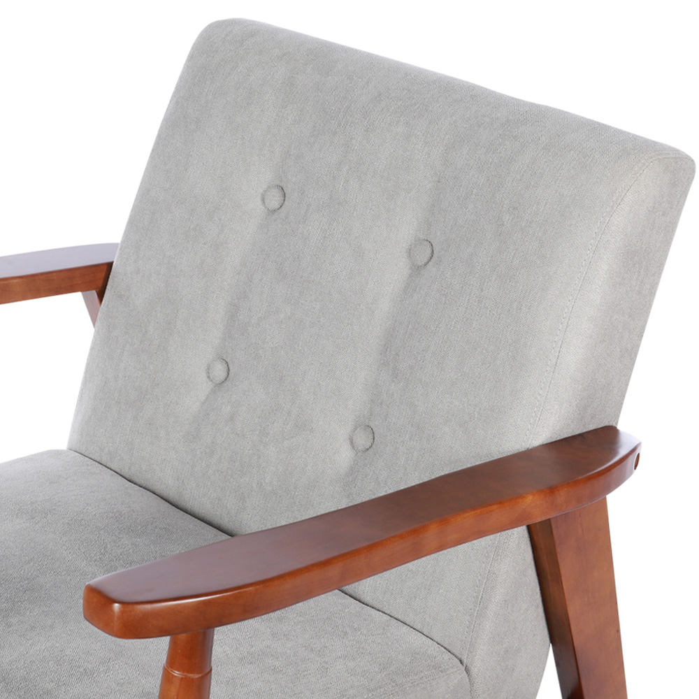 Living and Home Light Grey Tufted Armchair Image 3