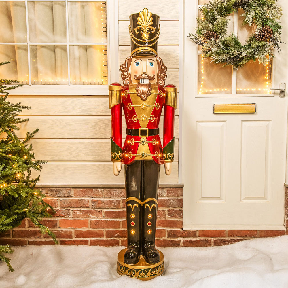 The Christmas Centre Red Black and Green LED Lights Traditional Nutcracker Soldier 5ft Image 2