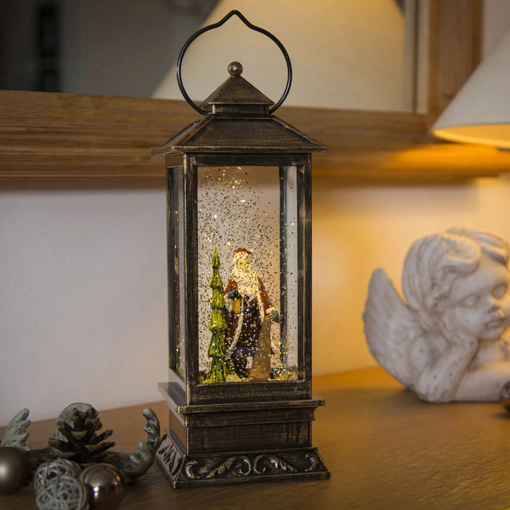 Marco Paul Warm White LED Snow Swirl Santa Lantern Image 2