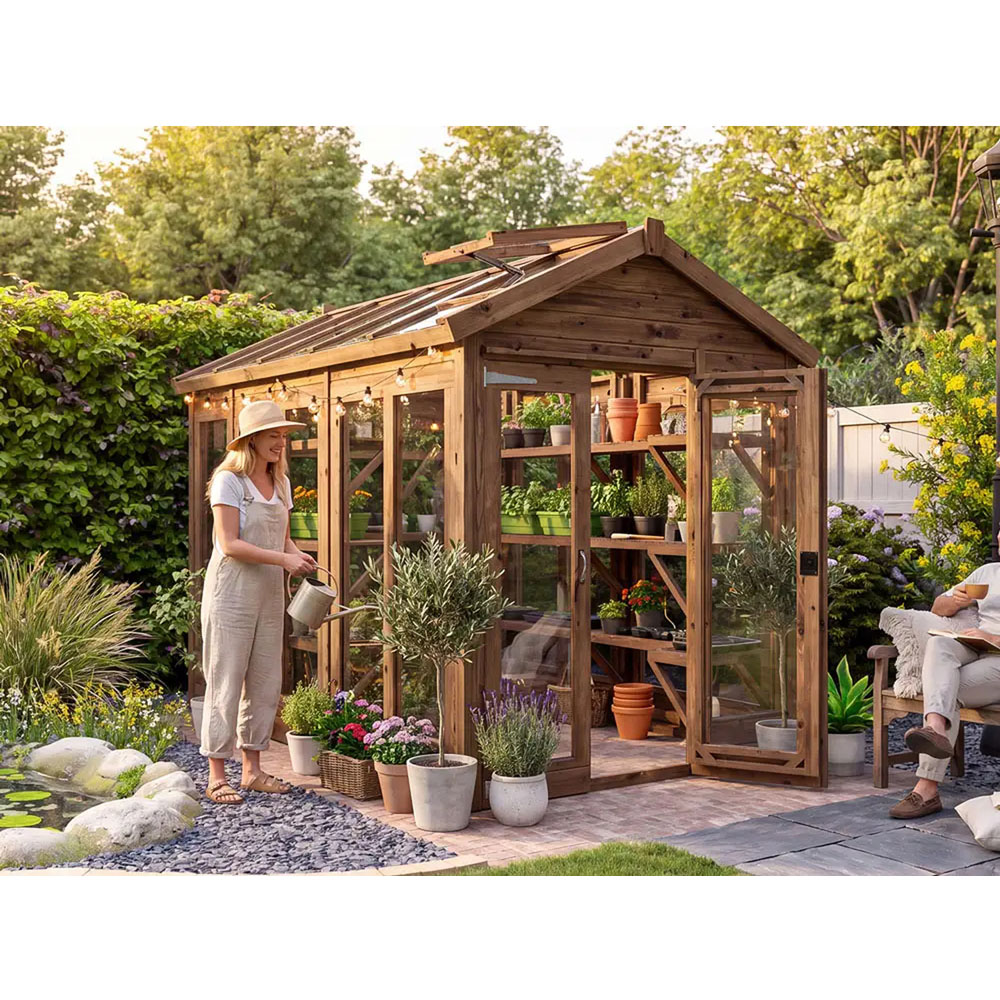 Dunster House Growzilla Brown Wooden 6 x 10ft Greenhouse Image 3