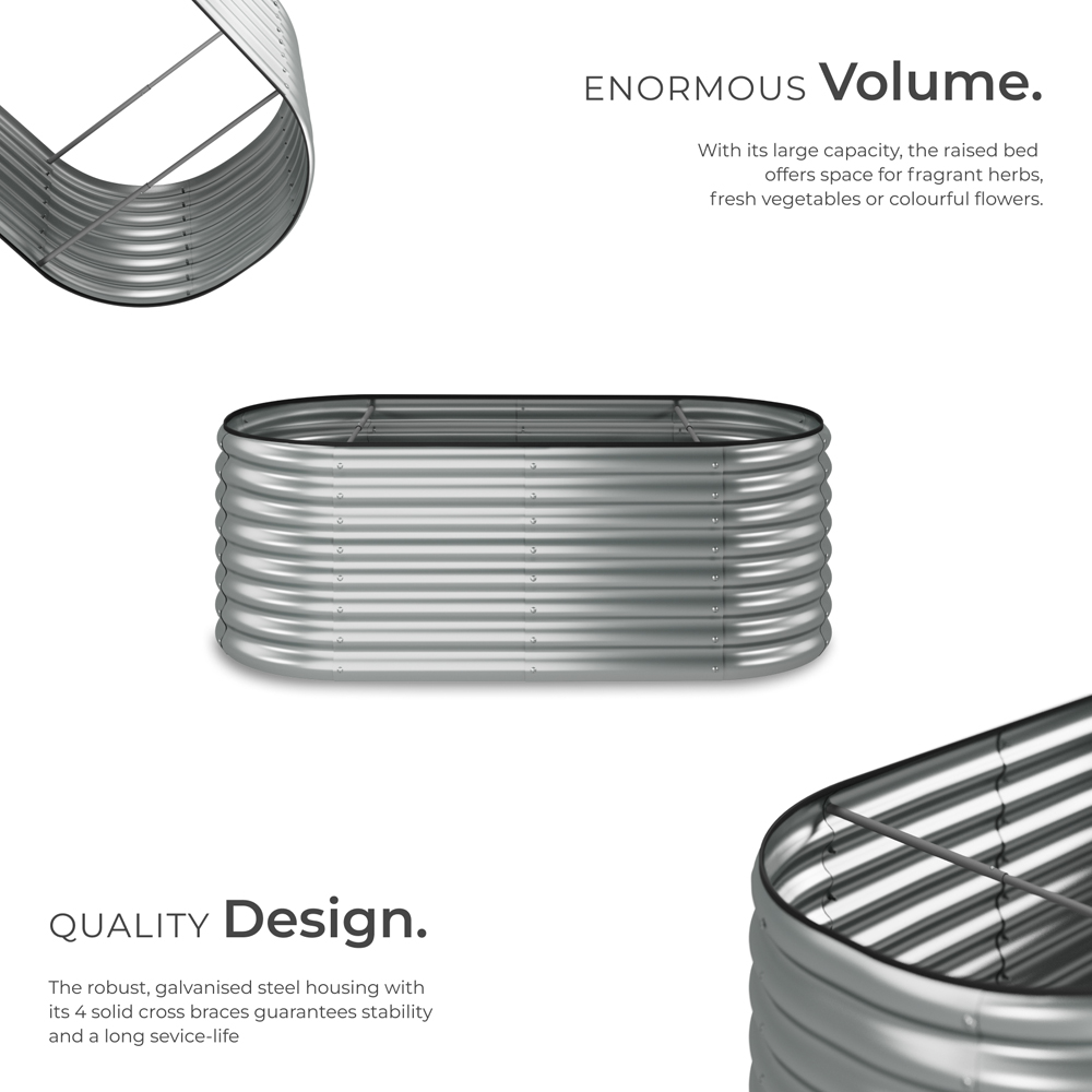 tectake Flora 160 x 80cm Silver Galvanised Steel Raised Garden Bed Image 3