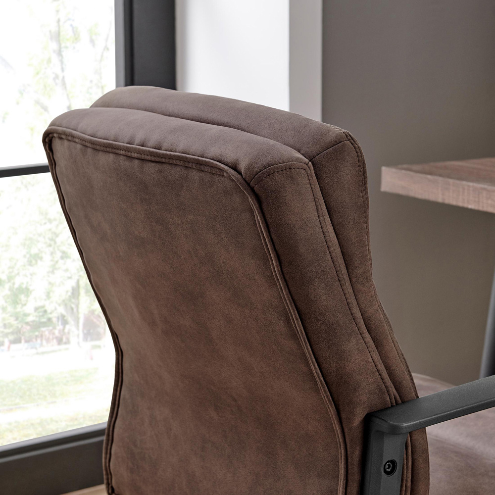 Furniturebox Racicot Brown Faux Leather Office Chair Image 4