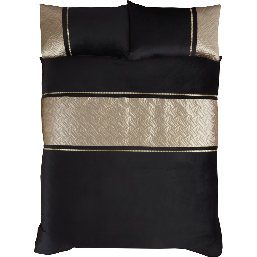 Rapport Home Capri Super King Black and Gold Velvet Duvet Set Image 3