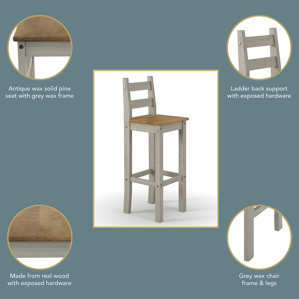 Core Products Corona Grey High Bar Chair Set of 2 Image 3