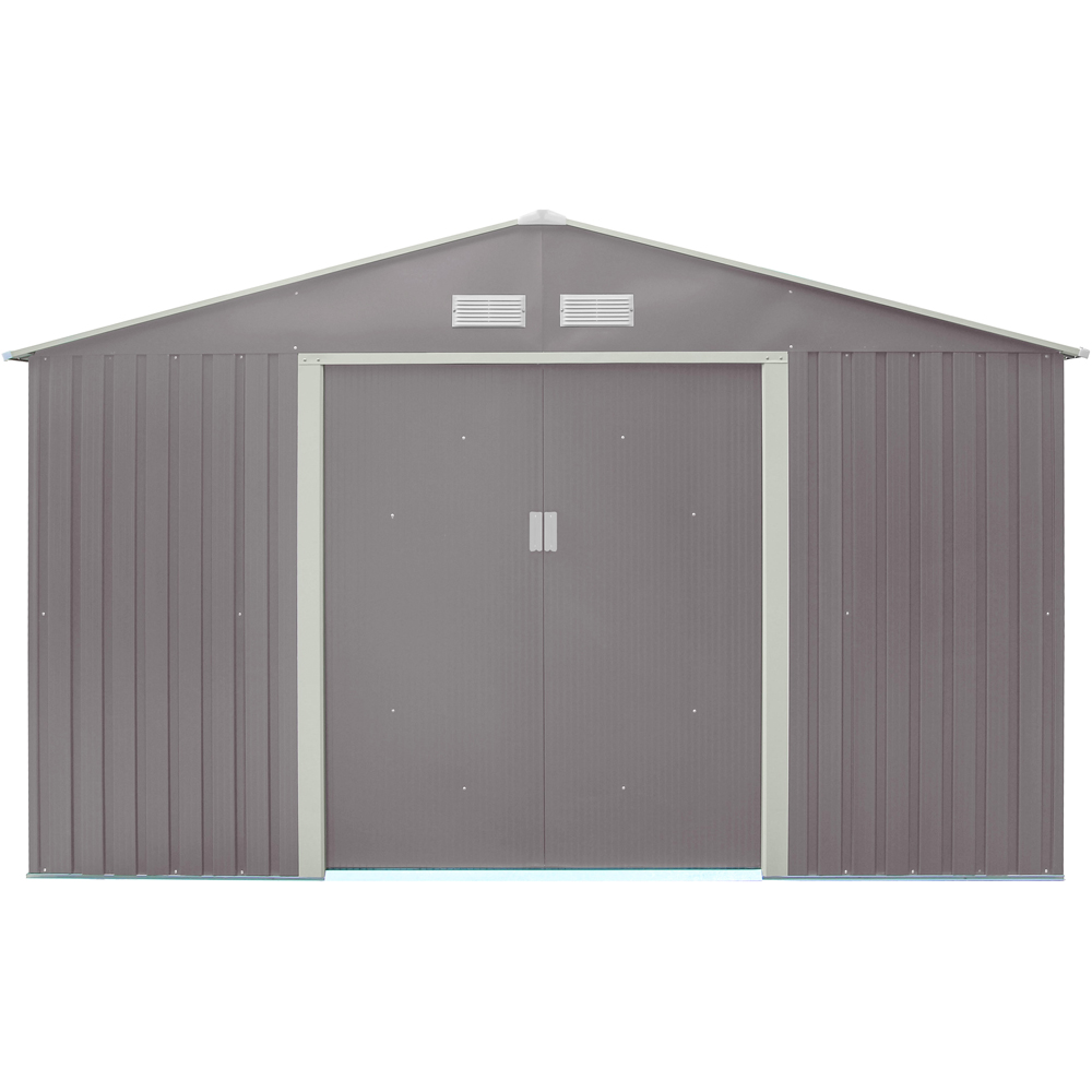 Rowlinson Trentvale Metal Apex Shed Light Grey with Foundation Kit 10 x 12ft Image 1