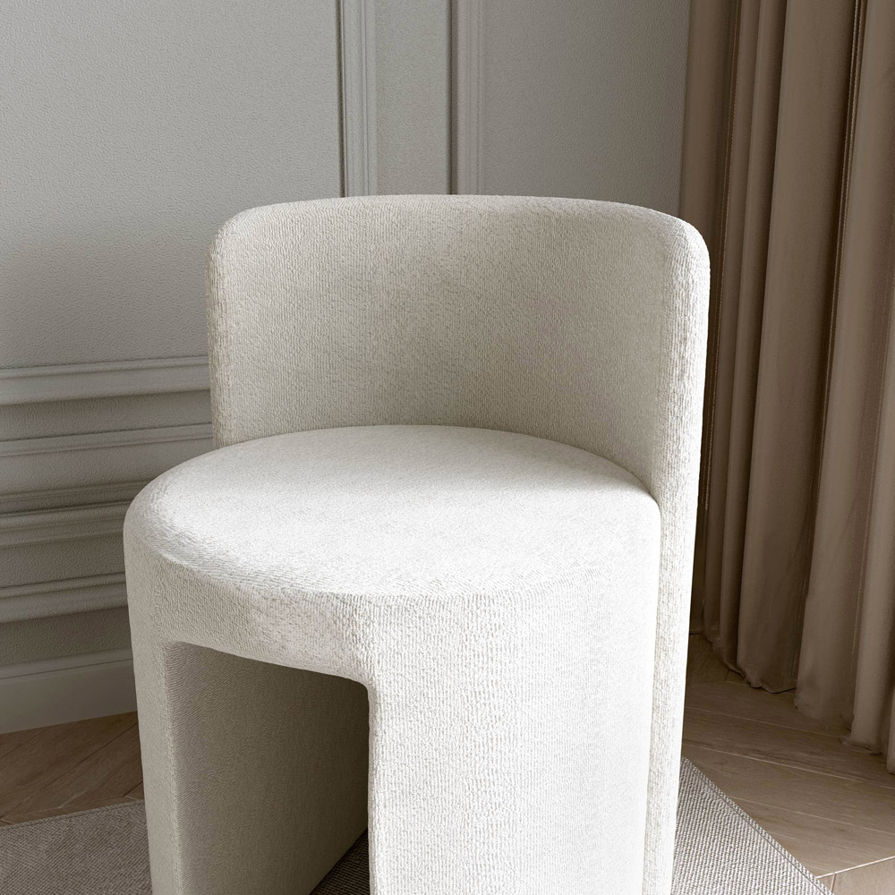 CARME Home Lottie Ivory Bouclé Stool Image 3