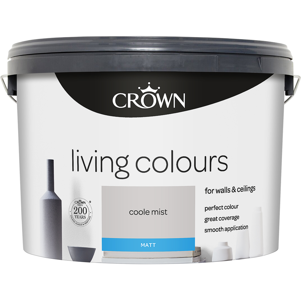 Crown Living Colours Walls and Ceilings Coole Mist Matt Emulsion Paint 10L Image 2