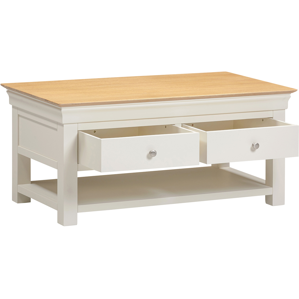 Seconique Bordeaux 2 Drawer Ivory and Oak Coffee Table Image 5