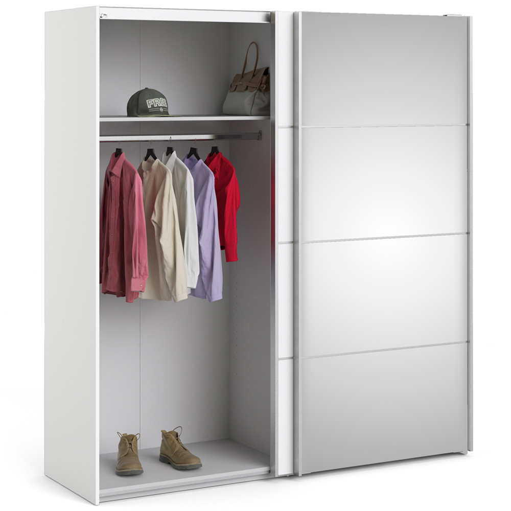 Verona 2 Door 2 Shelf White Mirrored Sliding Wardrobe Image 7