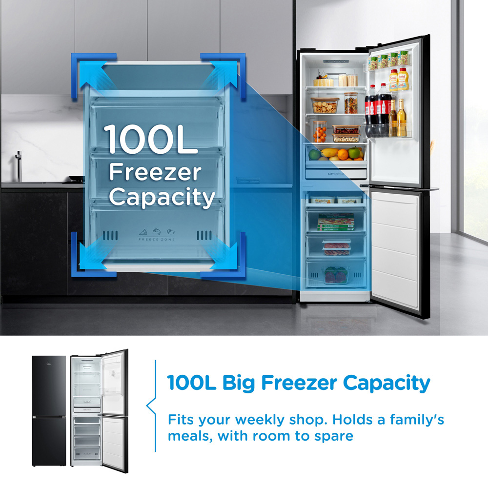 Midea MDRB379FGD30 Black Total No Frost 273L Combi Fridge Freezer Image 3