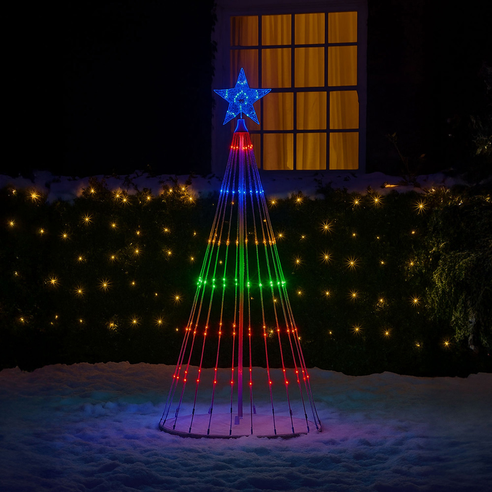 Neo Multicolour Waterfall LED Outdoor Christmas Tree with Remote 4ft Image 2