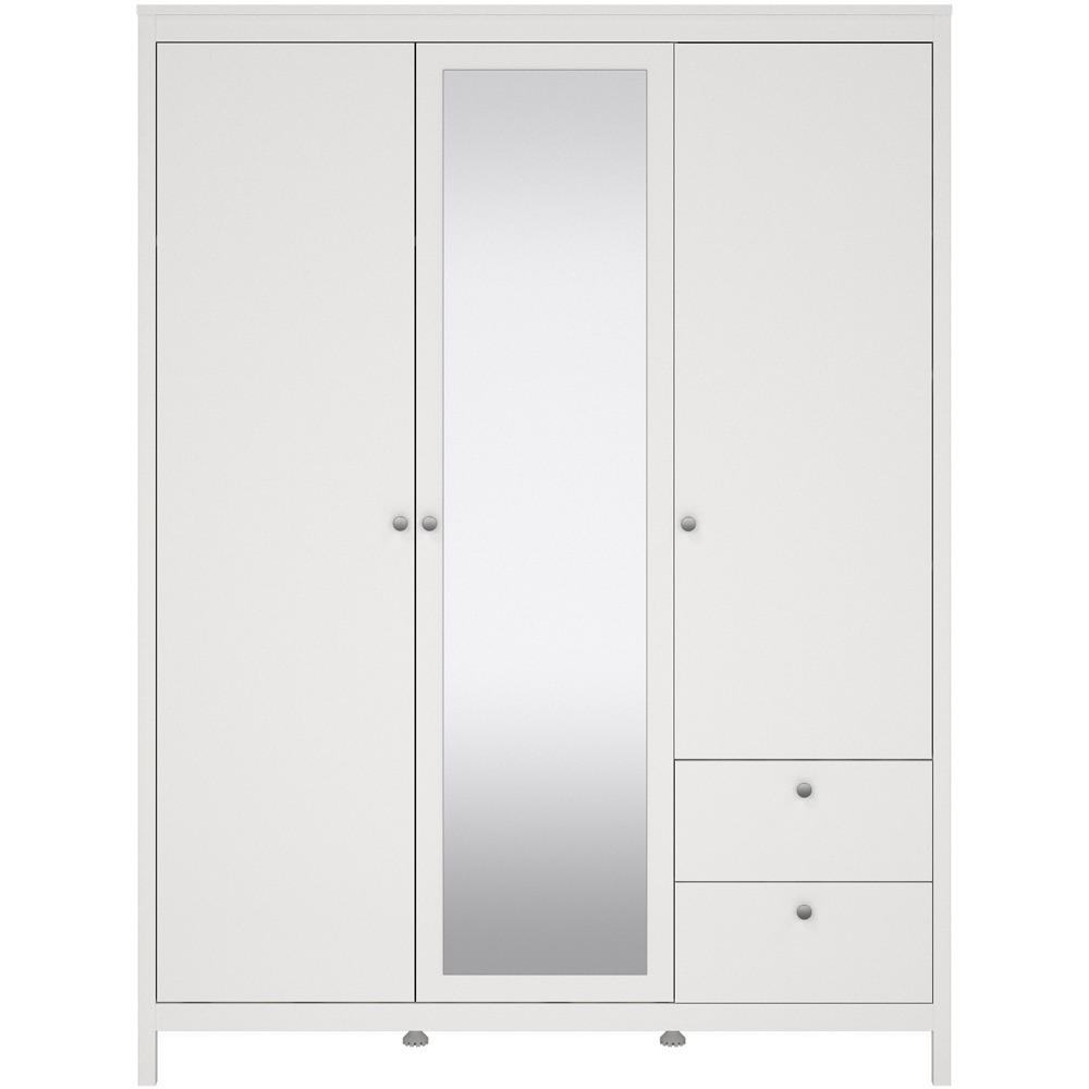 Florence Madrid 3 Door 2 Drawer White Wardrobe with Mirror Door Image 3