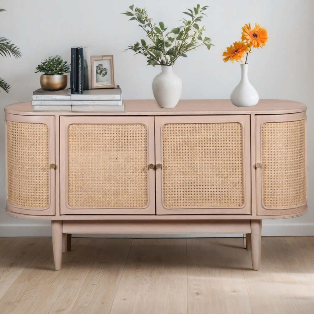 Brooklyn 4 Door Cane and Mango Wood Sideboard Image 1