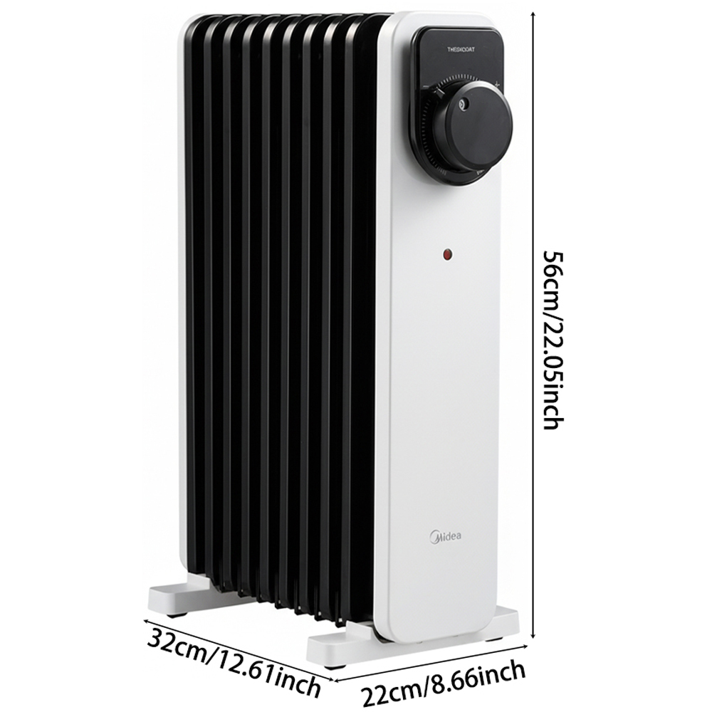 Midea Black and White Oil Radiator Heater 2200W Image 5