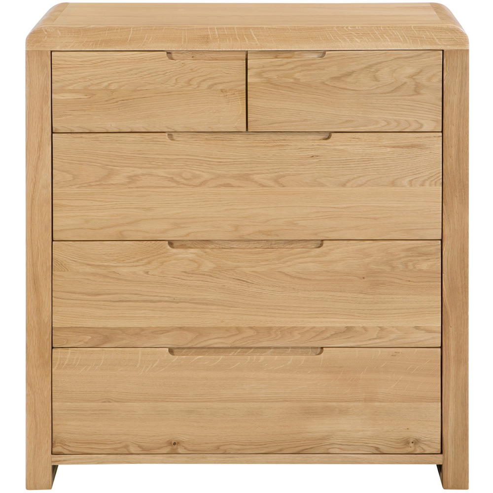 Julian Bowen Curve 5 Drawer Oak Chest of Drawers Image 3