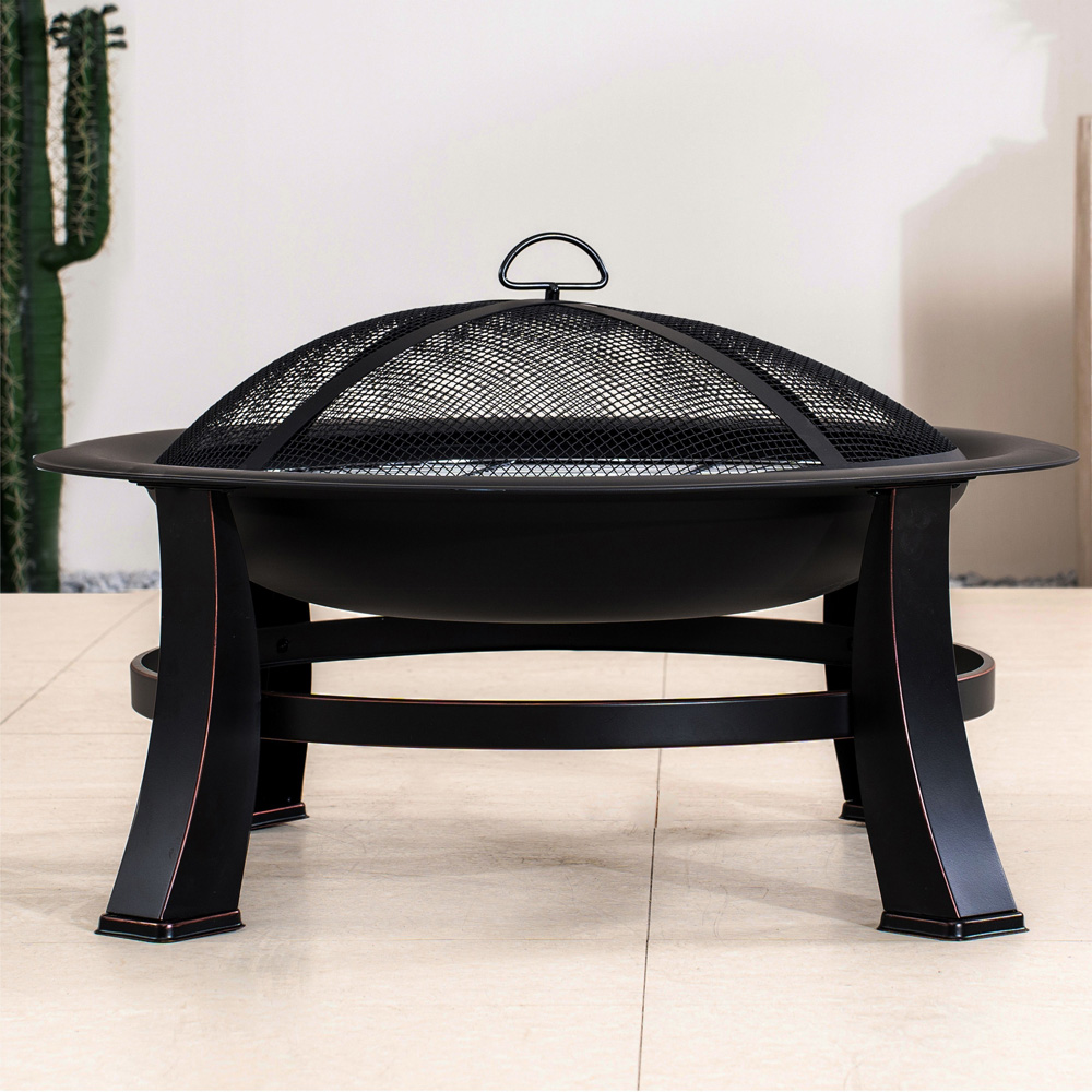 Direct Wicker Black Round Fire Pit Bowl with Full Accessory Kit 83cm Image 3