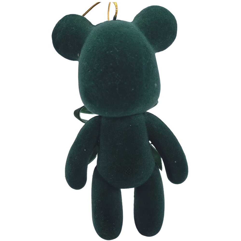 Flocked Bow Teddy Hanging Decoration Small Image 9