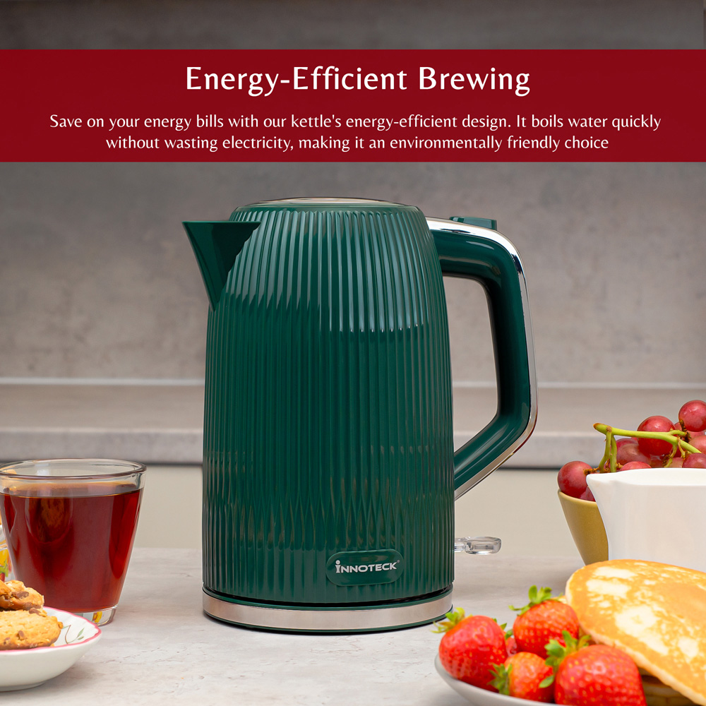 Innoteck Kitchen Pro Green 1.7L Cordless Ridged Electric Kettle 3000W Image 6
