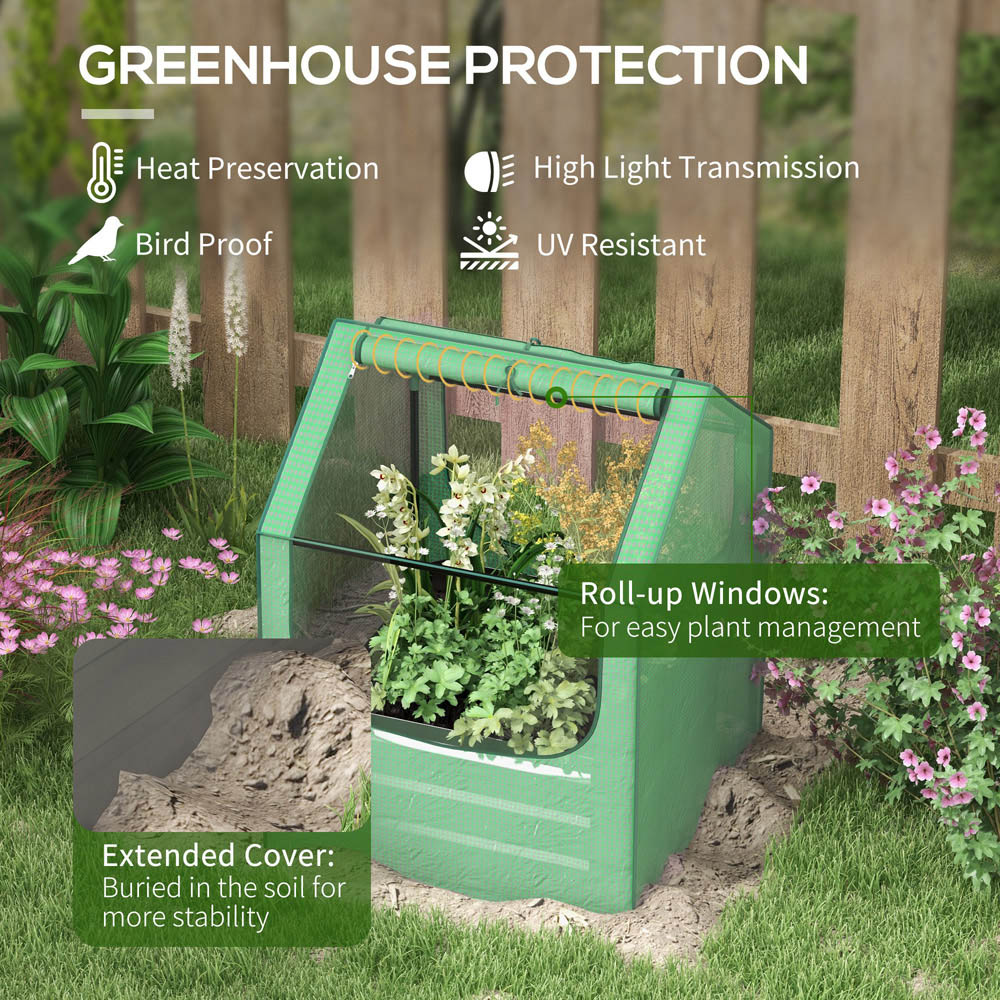 Outsunny Green and Silver Raised Garden Bed with Greenhouse 90 x 70 x 70cm Image 5
