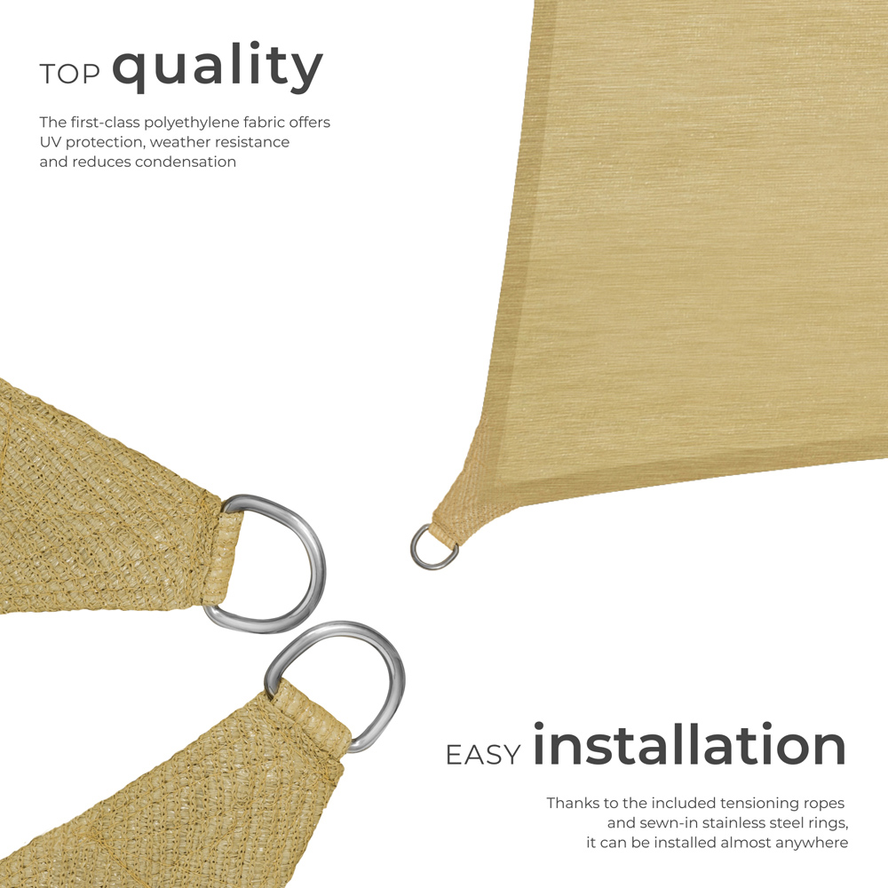 tectake Beige UV 50+ Rectangular Shade Sail 400cm Image 3