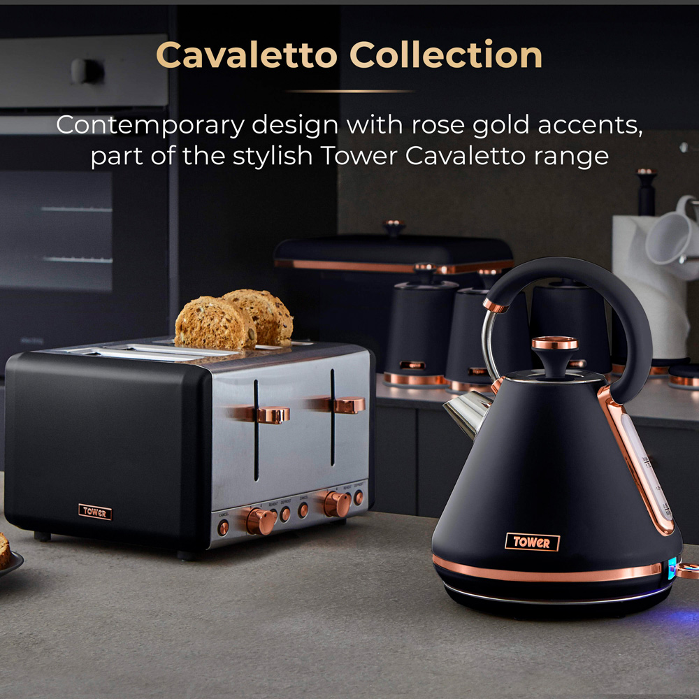 Tower Cavaletto EEJB263 4 Slice Toaster with 1.7L Kettle and 4.3L Manual Air Fryer Set Image 2