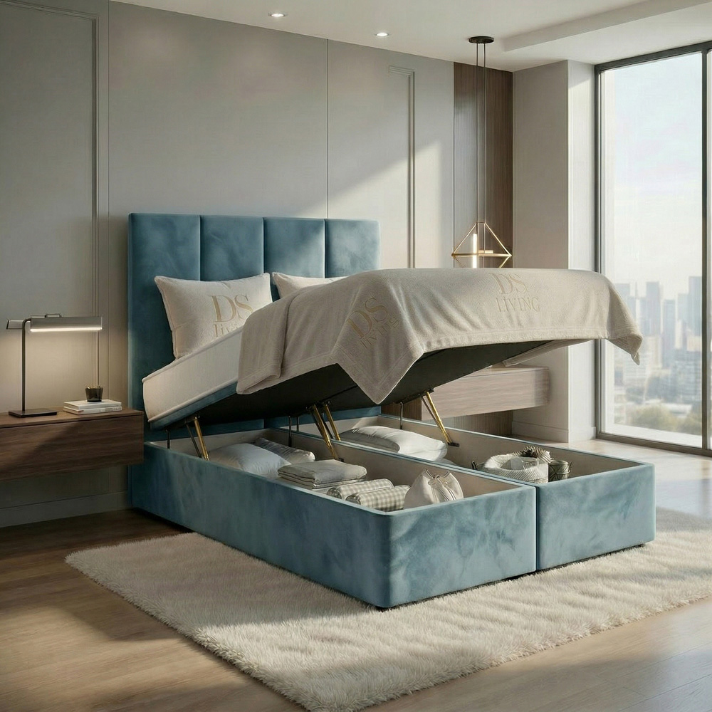 DS Living Harmony Double Duck Egg Plush Velvet Ottoman Bed Image 2