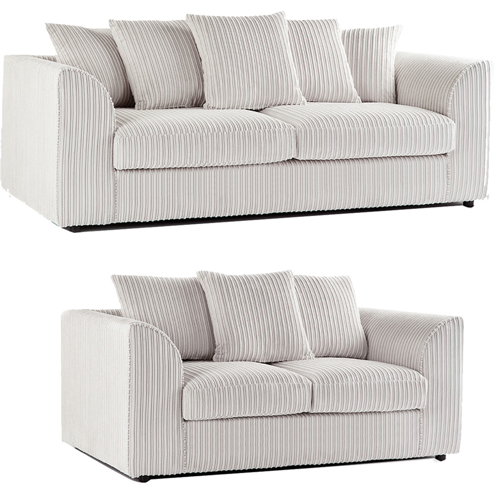 Portland Luxor 5 Seater Cream Jumbo Cord Sofa Set with Scatter Back Image 2