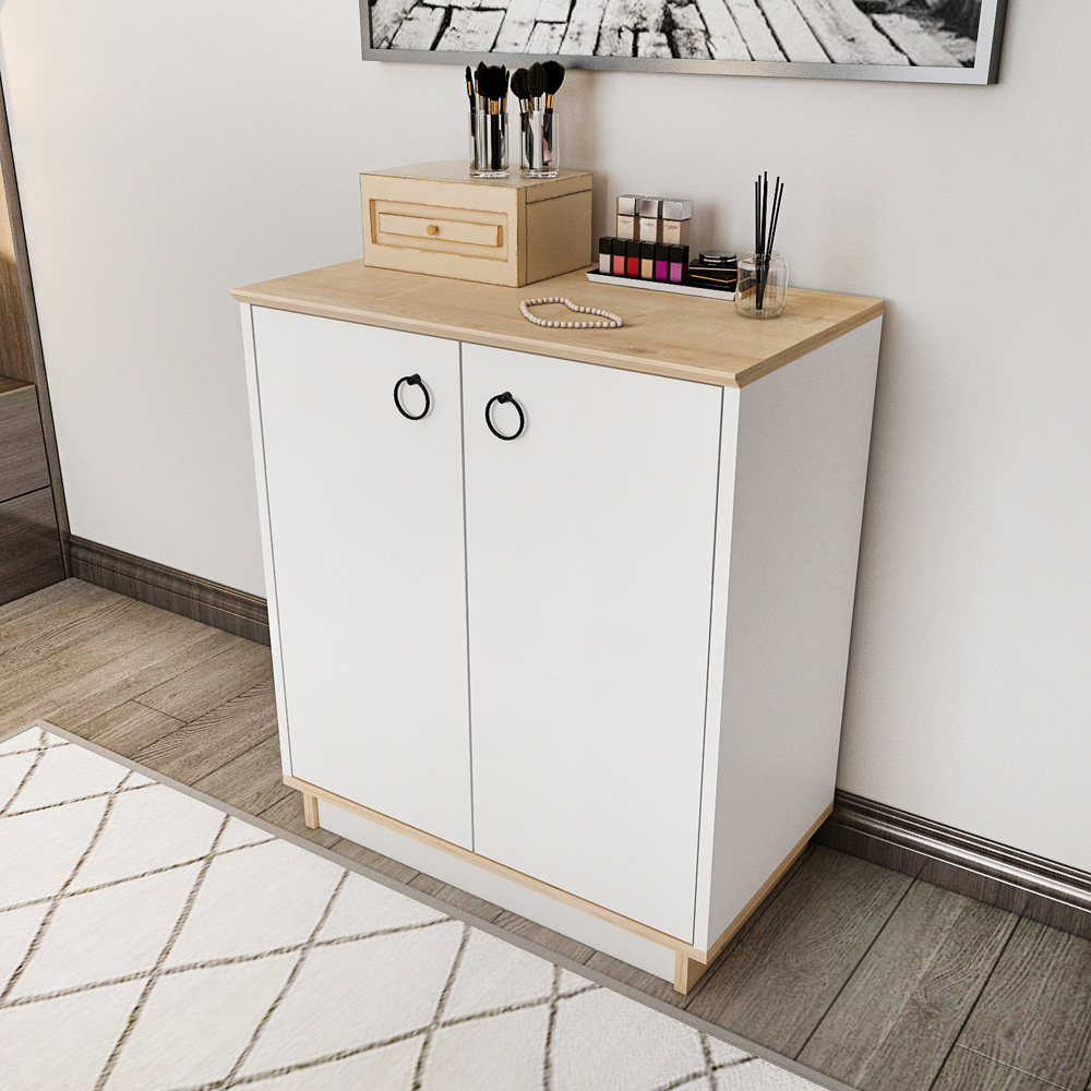 Decorotika Nuans 2 Door White and Oak Multipurpose Cabinet Image 3