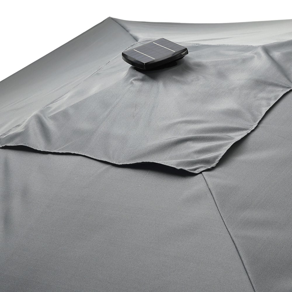 Living and Home Light Grey Square LED Rotatable Cantilever Parasol with Wheeled Base 3m Image 4