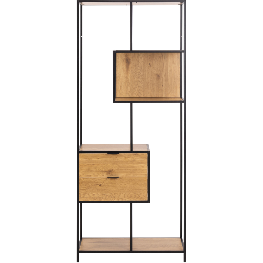 Florence Seaford 2 Drawer 4 Shelf Wild Oak Metal Bookcase Image 3