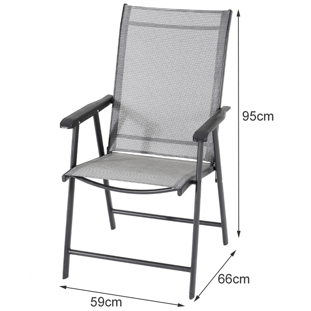 Living and Home Glass 4 Seater Round Garden Dining Set Black Image 8