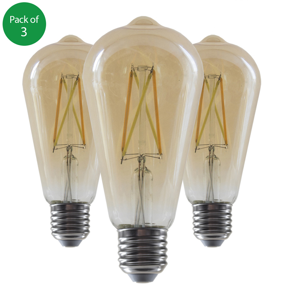 ENER-J 8.5W 6500K Filament Amber Glass Light 3 Pack Image 1