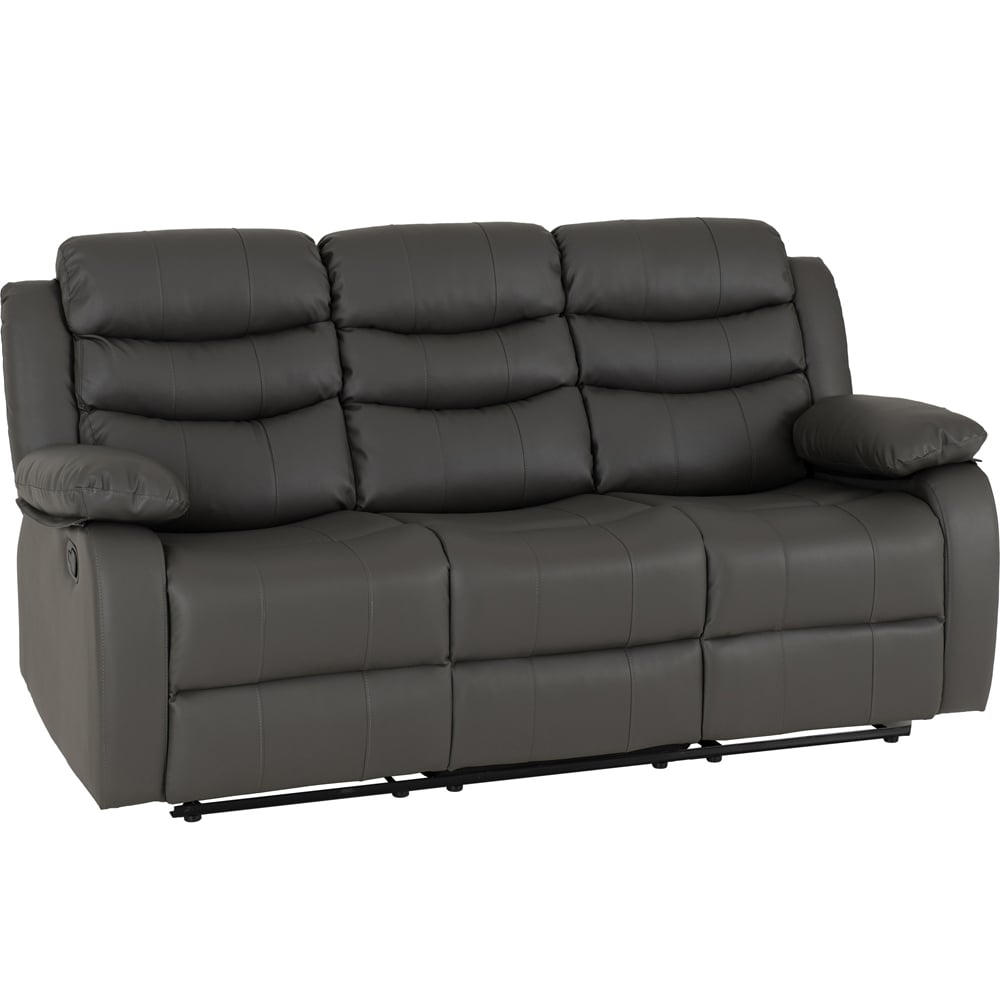 Seconique Roma 5 Seater Grey Faux PU Leather Recliner Sofa Set Image 3