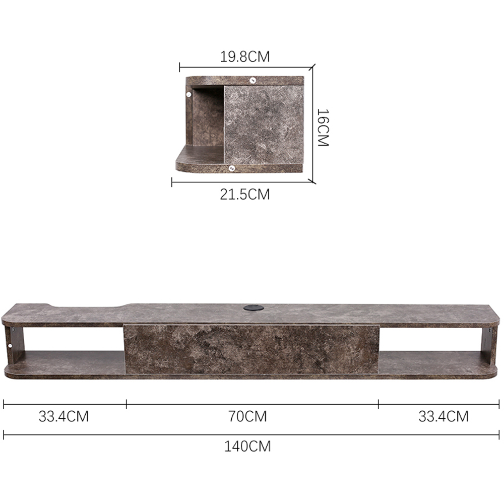 Living and Home Open Shelf Vintage Grey Wall Mounted TV Stand Image 9