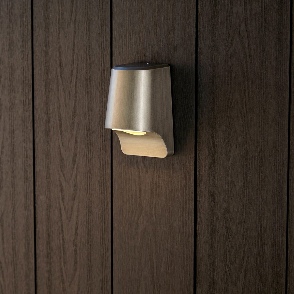 Merano Verona Brushed Silver Frosted Glass Outdoor Wall Lamp Image 9