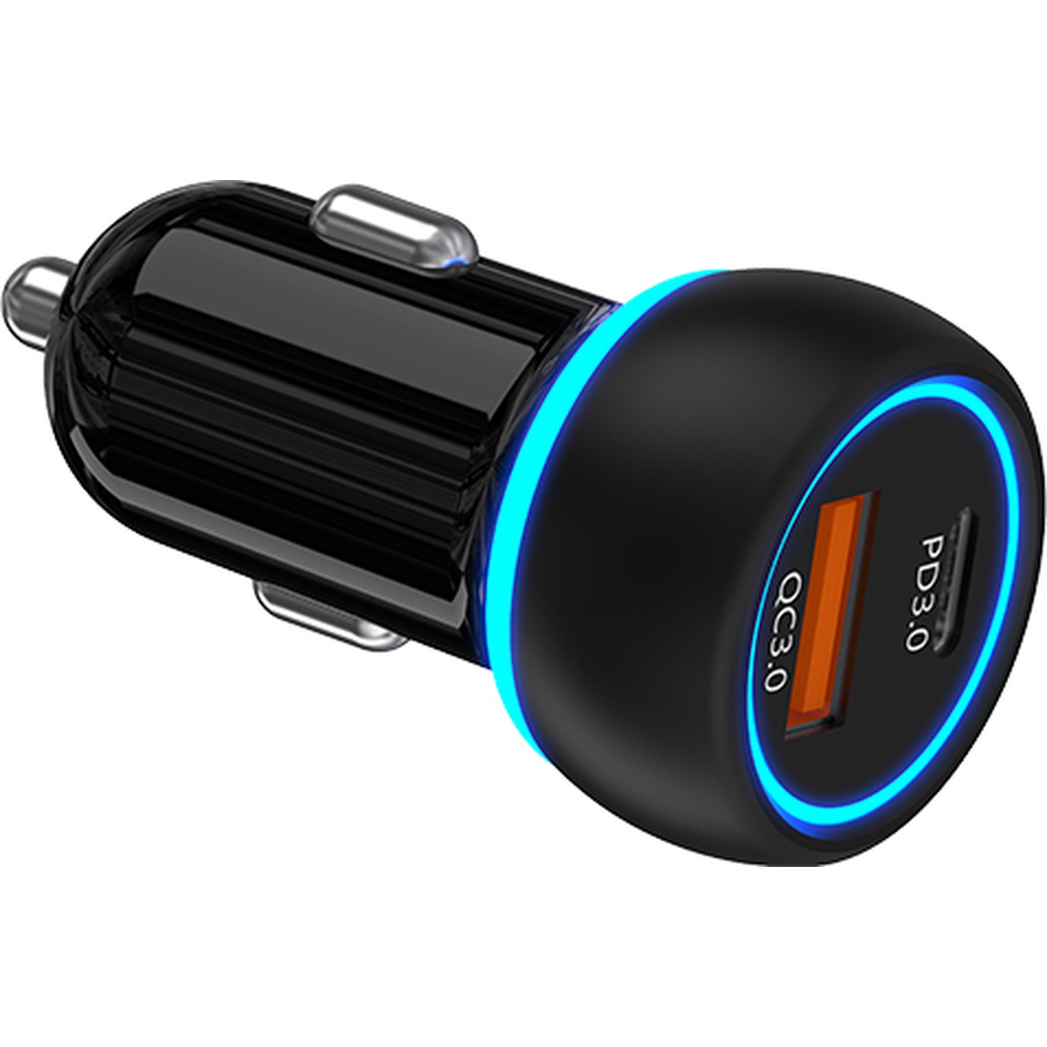 Light Up Duel Car Charger - Black Image 4