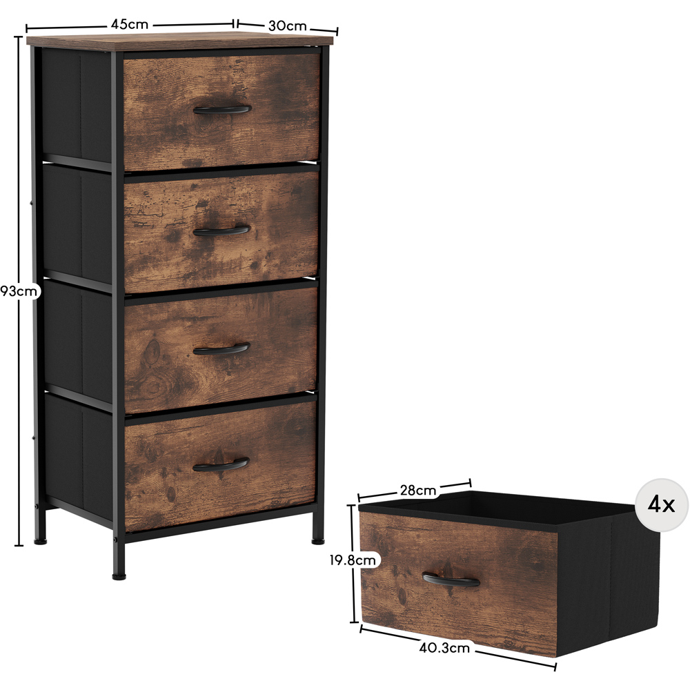 Vida Designs Chorley 4 Drawer Rustic Brown Fabric Chest of Drawer Image 9
