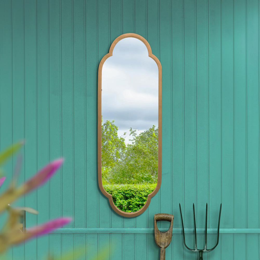 MirrorOutlet The Duplici Gold Metal Double Arched Oval Outdoor Garden Wall Mirror 102 x 36cm Image 7