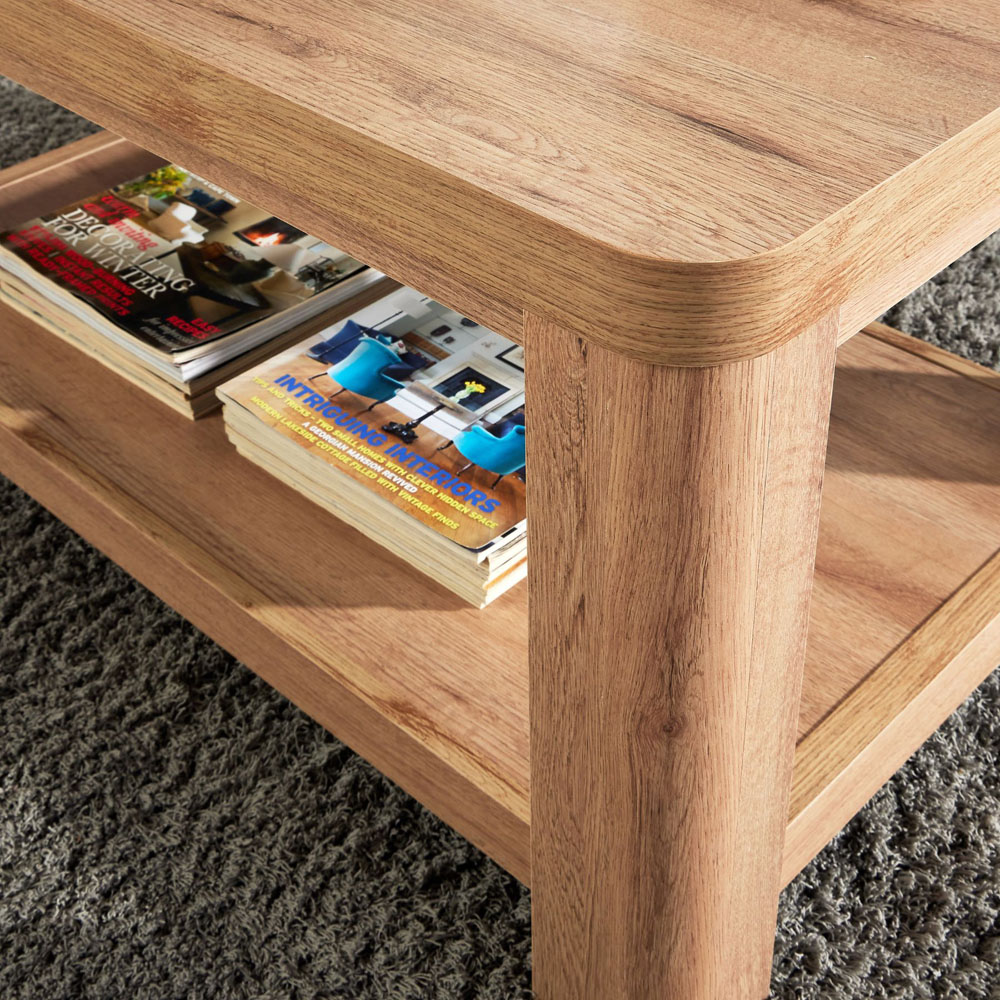 Home Source Huntingdon Single Shelf Oak Effect Rectangular Coffee Table Image 3