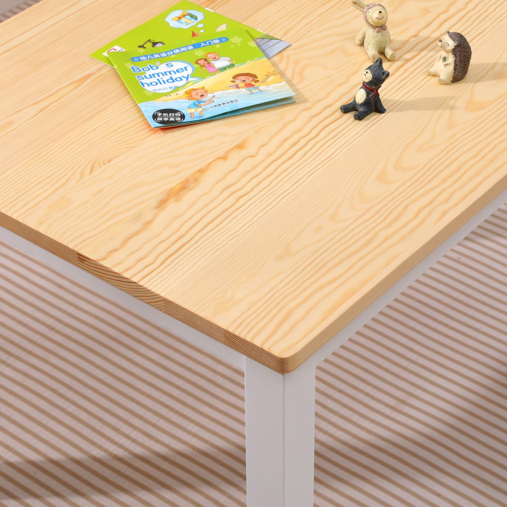 FurnitureHMD Kids 2 Seater White Pine Wood Table and Chair Set Image 4