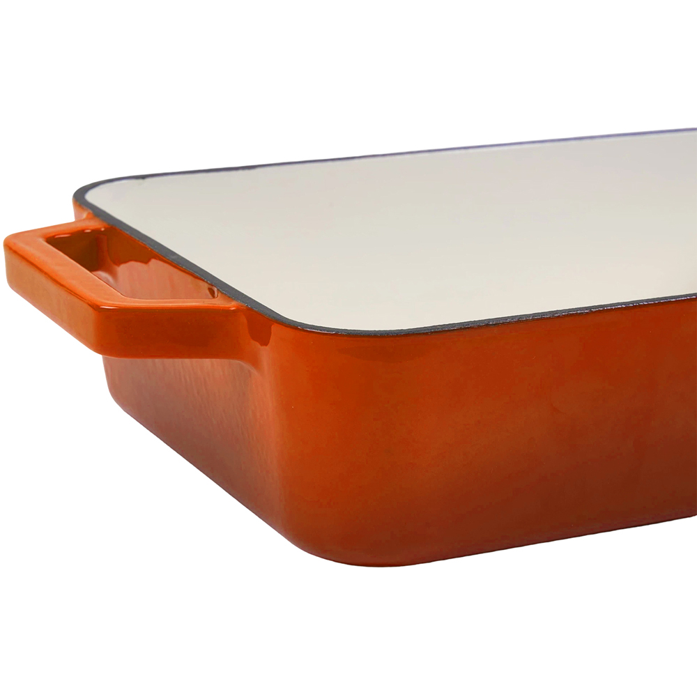 Living and Home 3.2L Orange Enamelled Cast Iron Rectangular Baking Dish Image 4