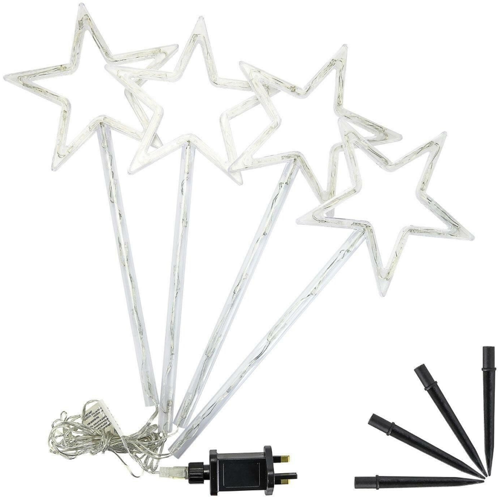 Marco Paul 4 Piece Multicoloured Christmas Star Stake Light Set Image 3