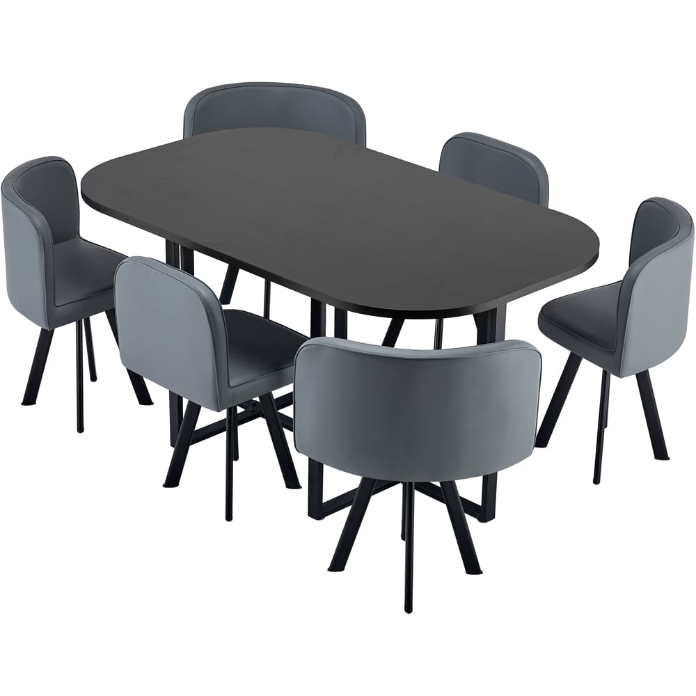 Comfy Living 6 Seater Dining Set Black and Grey Image 2