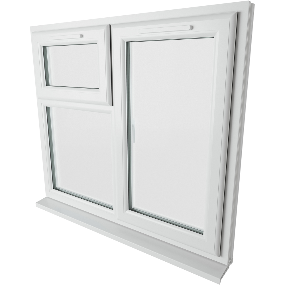 Crystal uPVC Double Glazed Window RH Side Hung and Top Opener White Clear Glass 1190x1190mm Image 9