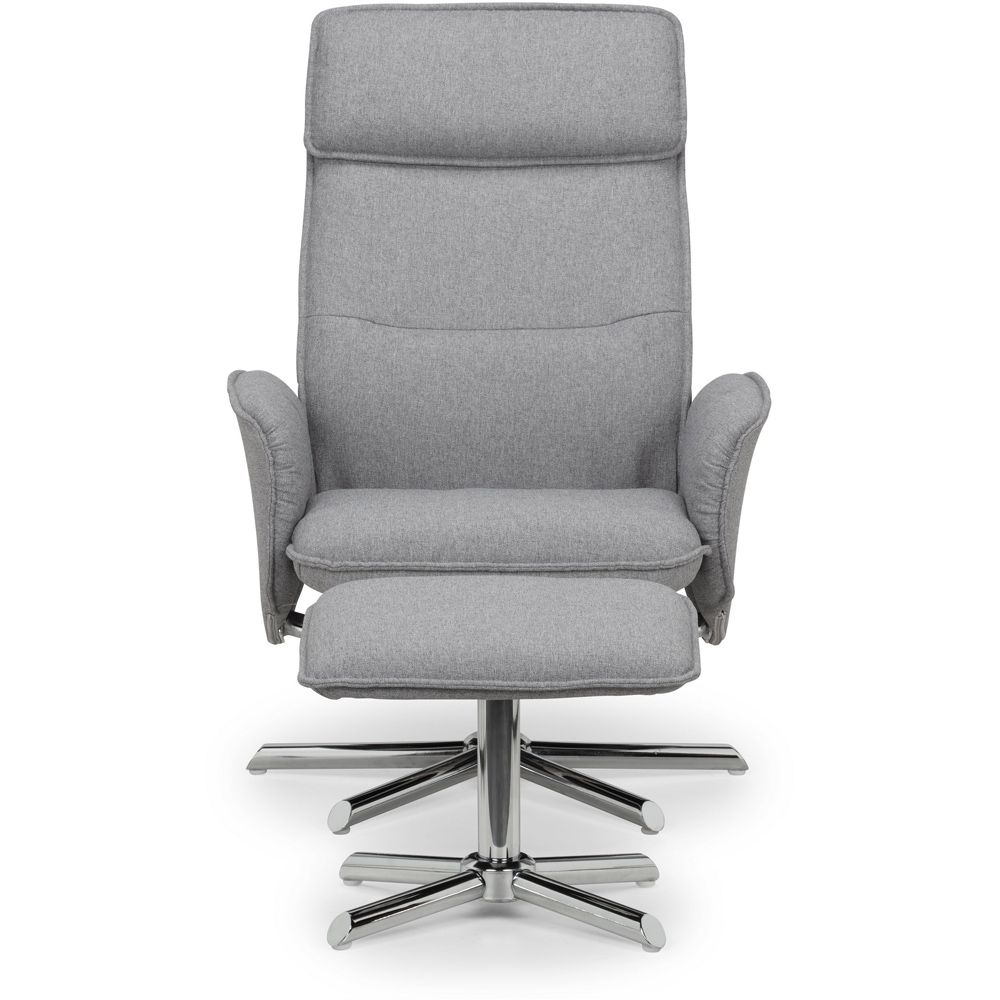 Julian Bowen Aria Grey Linen Swivel Recliner Chair with Footstool Image 3
