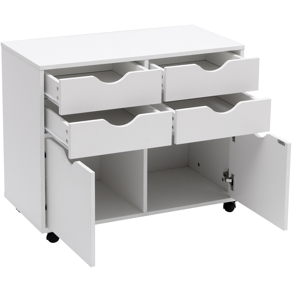MMT Furniture Designs 2 Door 4 Drawer White Under Desk Storage Cabinet Image 3