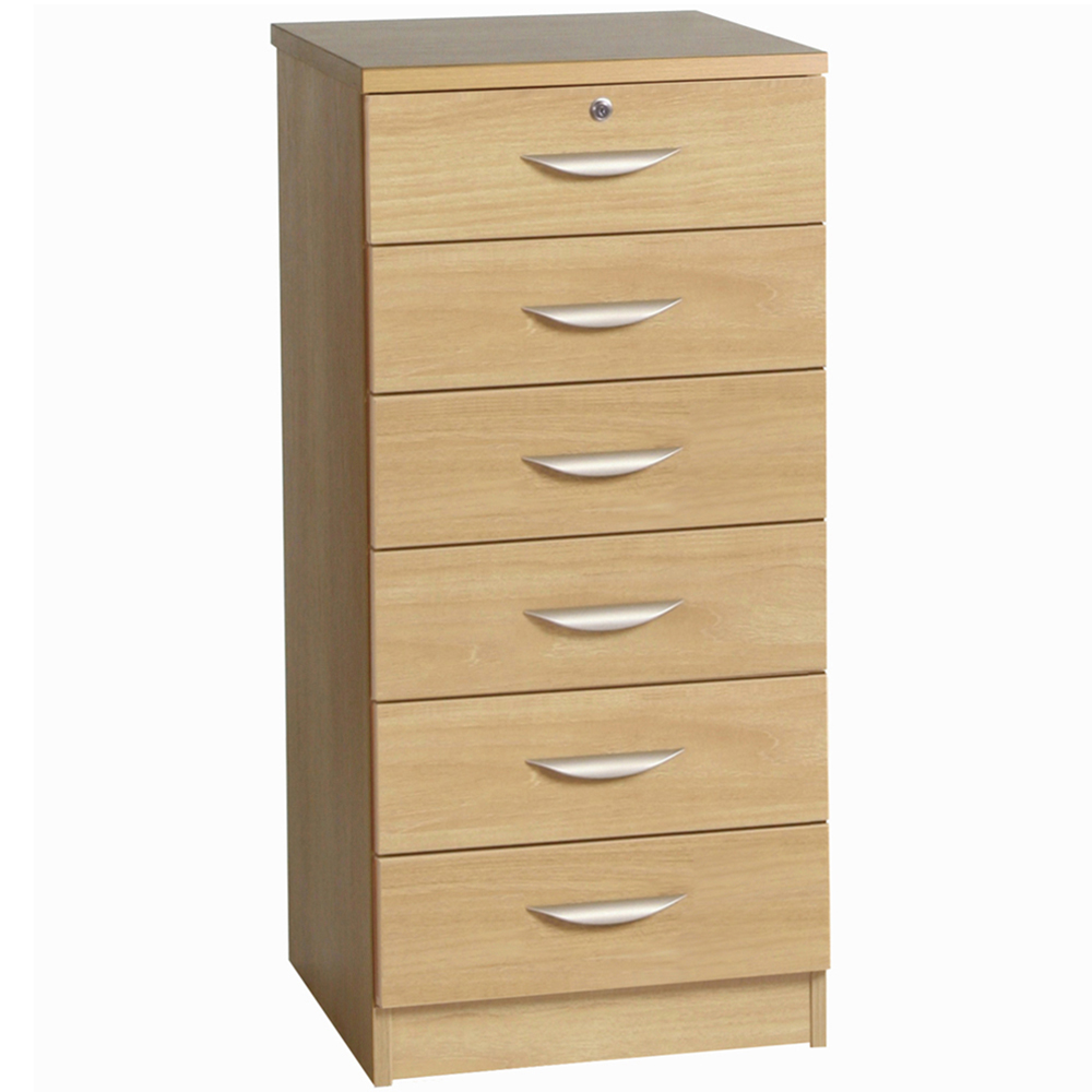 R White Cabinets 6 Drawer Brown Chest of Drawers Image 2