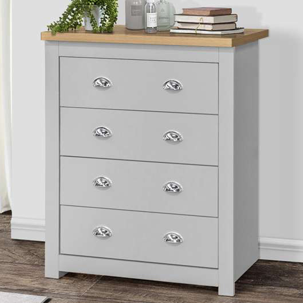 Highgate 4 Drawer Grey and Oak Chest of Drawers Image 1