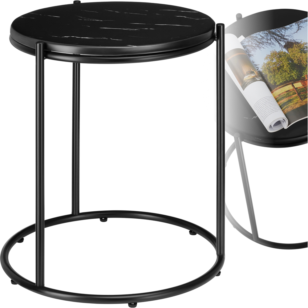 tectake Side Table Ellsa Black Marble Top Side Table Image 2
